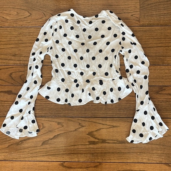 Afrm Scarlett Tie Front Polka Dot Top New With Tag Size XS New With Tag - Picture 7 of 7